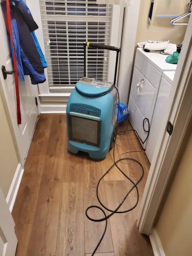 Commercial dehumidifier deployed for Flood Damage Cleanup in Buckhall